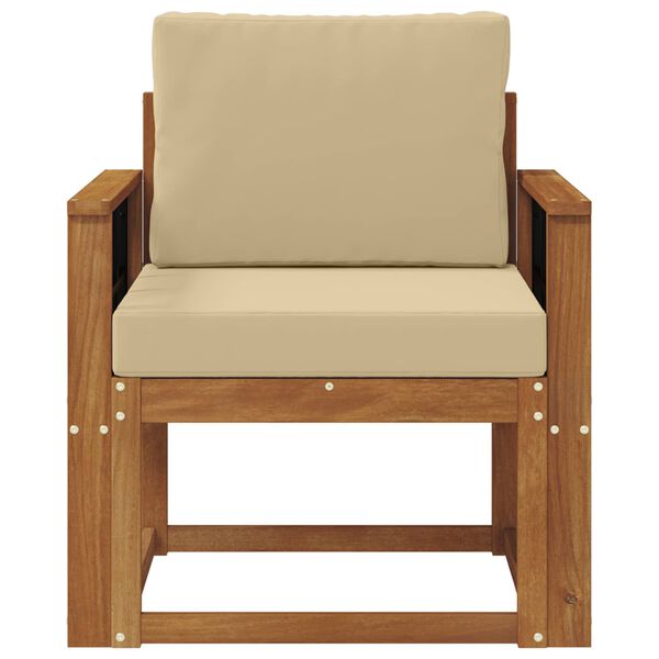 vidaXL Sof&aacute; exterior Madeira de Ac&aacute;cia maci&ccedil;a e Poli&eacute;ster Natural