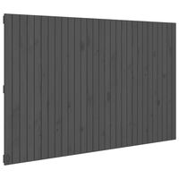 vidaXL Cabeceira de parede 185x3x110 cm madeira de pinho maciça cinza