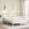 vidaXL Estrutura de cama com cabeceira 120x200cm madeira maci&ccedil;a branco