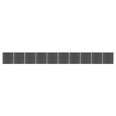 vidaXL Conjunto de painel de vedação WPC 1737x186 cm preto