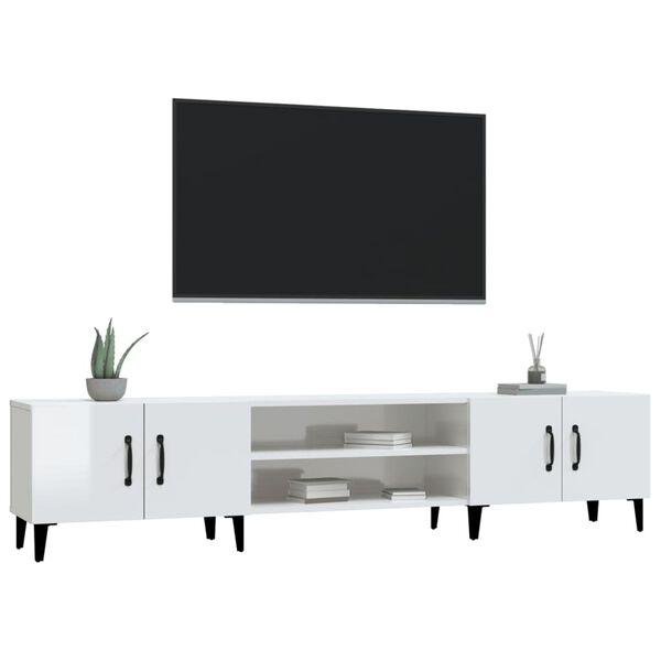 vidaXL M&oacute;vel de TV 180x31,5x40cm derivados de madeira branco brilhante