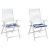 vidaXL Almofad&otilde;es p/ cadeira 2pcs 50x50x4 cm tecido riscas azul/branco
