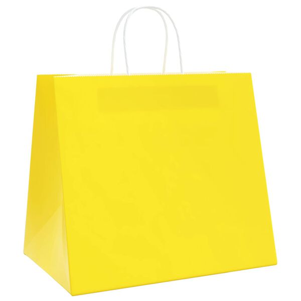 vidaXL Sacos de papel 250 unid com al&ccedil;as amarelo 32x22x28 cm