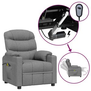vidaXL Poltrona de massagens el&eacute;trica tecido cinzento-claro