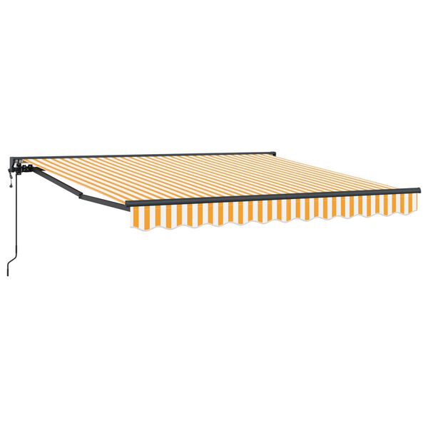 vidaXL Toldo Retr&aacute;til Amarelo e Branco 350 x 250 cm Poli&eacute;ster e Metal