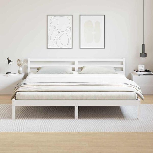 vidaXL Estrutura da Cama com cabeceira Branco 208.6 x 157.6 x 69.4 cm