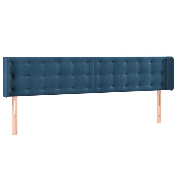vidaXL Cabeceira cama c/ luzes LED veludo 163x16x78/88 cm azul-escuro