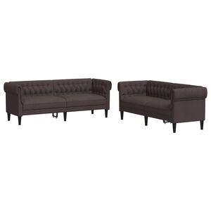 vidaXL 2 pcs conjunto de sof&aacute;s tecido castanho-escuro