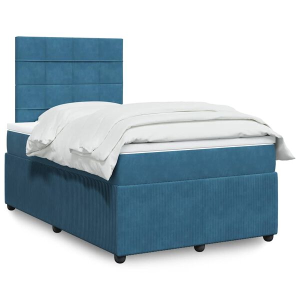 vidaXL Cama boxspring com colch&atilde;o 120x200 cm veludo azul