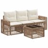 vidaXL Conjunto de Sof&aacute; de Jardim 4 unid. Bege e Branco Creme vime PE