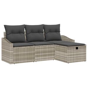 vidaXL Conjunto de Sof&aacute;s com almofada 4 pcs vime PE