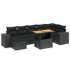 vidaXL 8 pcs conjunto sof&aacute;s de jardim com almofad&otilde;es vime PE preto