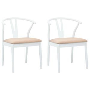 vidaXL Cadeira de jantar 2 pcs Branco e marrom
