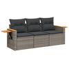 vidaXL 3 pcs conjunto sof&aacute;s de jardim c/ almofad&otilde;es vime PE cinzento