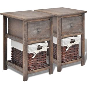 vidaXL Mesas cabeceira 2 pcs madeira castanho