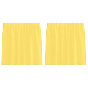 vidaXL Cortinas de voile com bolsos para var&atilde;o 2 pcs amarelo