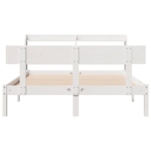 vidaXL Cama sem colch&atilde;o 140x190 cm madeira de pinho maci&ccedil;a branco