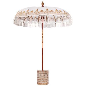 vidaXL Parasol Balin&ecirc;s com Base Creme &Oslash; 180-190 cm