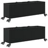 vidaXL Canteiro jardim c/ rodas 2pcs 107x32x38cm vime PE preto