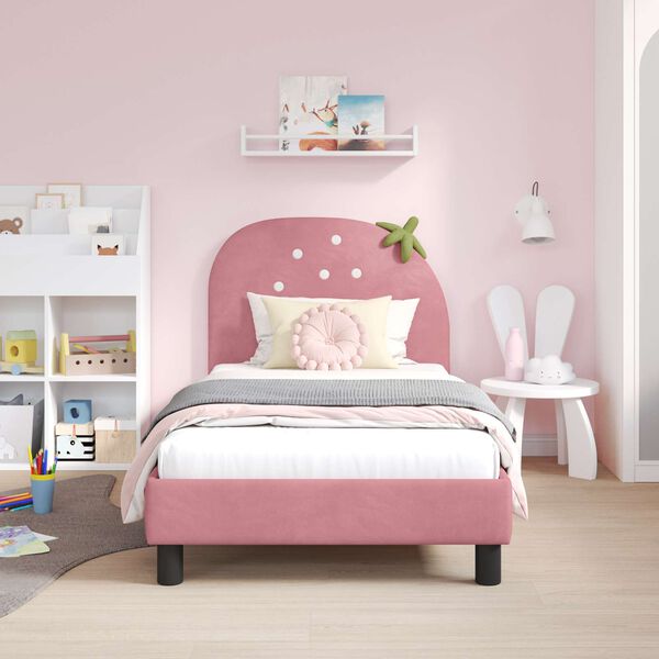 vidaXL Estrutura de Cama Infantil com Cabeceira Rosa 80 x 160 cm