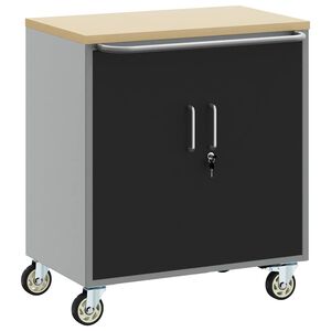 vidaXL Bancada de Trabalho com Rodas Preto e Cinza 75 x 45 x 85 cm