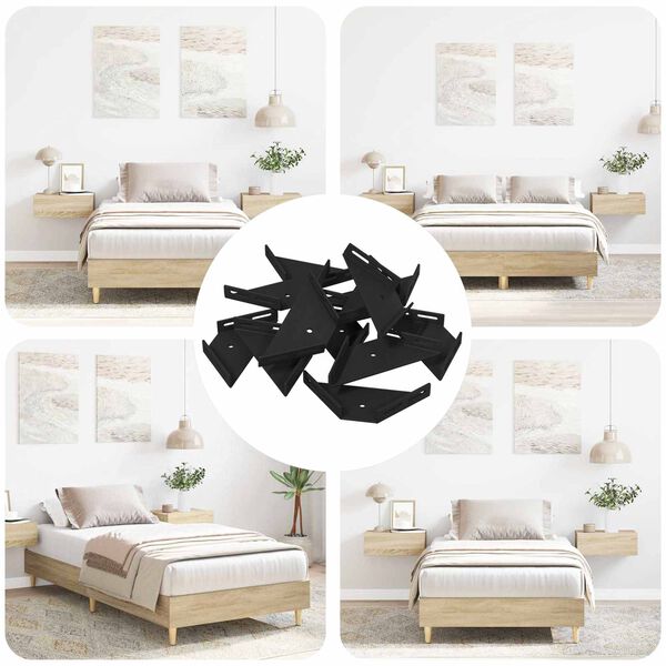 vidaXL Suporte de Canto 12 pcs Preto 138,5 x 50,5 x 16 mm Ferro