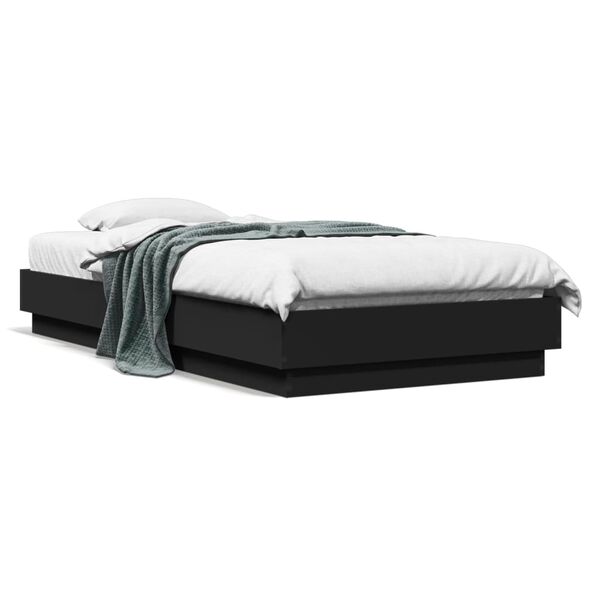 vidaXL Estrutura de cama 75x190 cm derivados de madeira preto