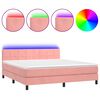 vidaXL Cama box spring c/ colch&atilde;o/LED 160x200 cm veludo rosa
