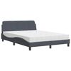 vidaXL Cama com colch&atilde;o Dover 140x190 cm veludo cinzento-escuro
