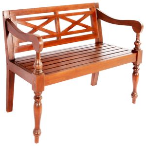 vidaXL Banco Bat&aacute;via 98 cm madeira maci&ccedil;a de mogno castanho escuro