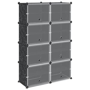 vidaXL Organizador de arruma&ccedil;&atilde;o com 8 cubos e portas PP preto