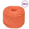 vidaXL Corda de trabalho 16 mm 50 m polipropileno laranja