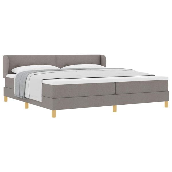 vidaXL Cama Box com colch&atilde;o Cinzento-acastanhado 200 x 200 cm tecido