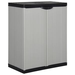 vidaXL Arm&aacute;rio arruma&ccedil;&atilde;o jardim c/ 1 prateleira 68x40x85cm cinza/preto