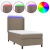 vidaXL Cama box spring + colch&atilde;o/LED 90x200cm tecido cinza-acastanhado