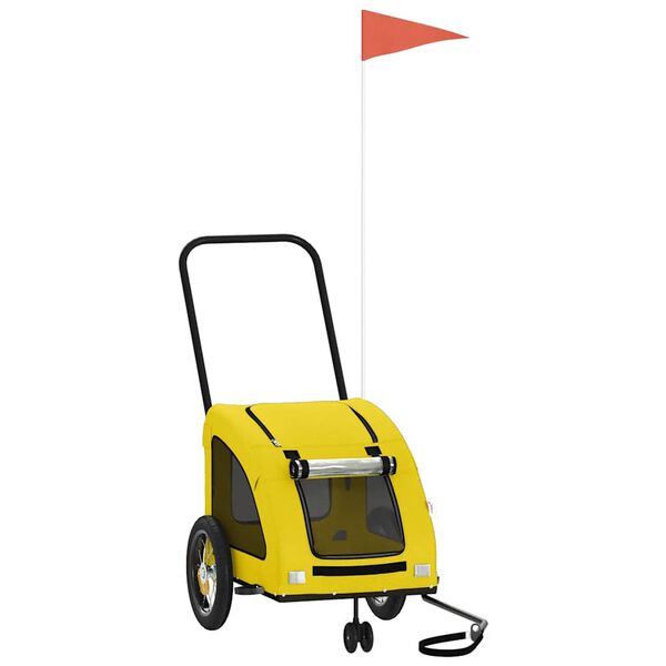 vidaXL Reboque bicicleta p/ animais tecido oxford/ferro amarelo