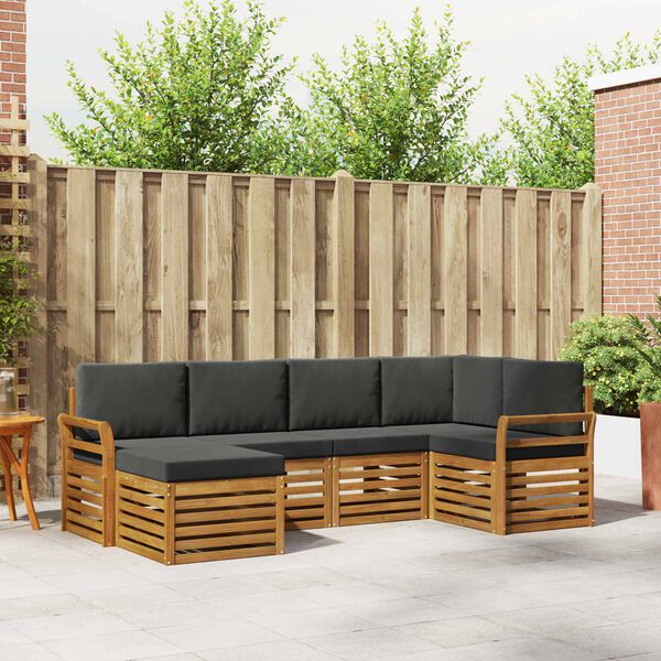 vidaXL Conjunto de Sof&aacute; Sectional 6 pcs Natural e Antracite