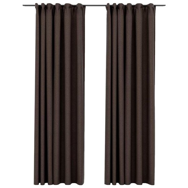 vidaXL Cortinas opacas asp. linho + ganchos 2pcs 140x225cm cinza-acas.