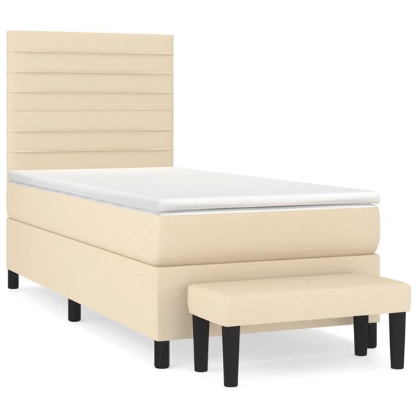 vidaXL Cama com molas/colch&atilde;o 90x190 cm tecido cor creme