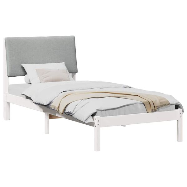 vidaXL Estrutura da cama Branco e cinza claro 90 x 200 cm