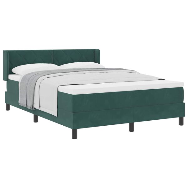 vidaXL Cama Box com colch&atilde;o Verde Escuro 200 x 140 cm Veludo