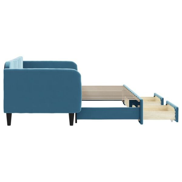 vidaXL Sof&aacute;-cama com gavet&atilde;o e gavetas 90x200 cm veludo azul