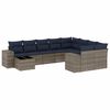 vidaXL Conjunto de sof&aacute; de jardim com 10 pe&ccedil;as e almofadas em rattan sint&eacute;tico cinza