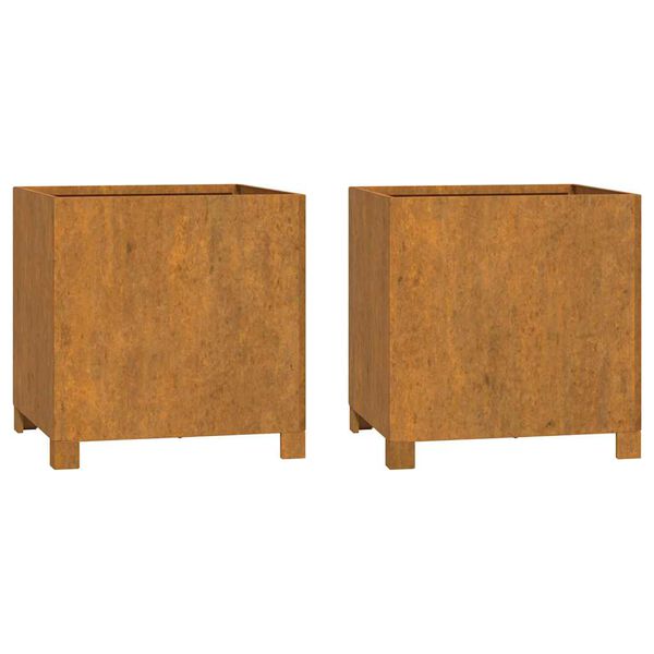 vidaXL Vasos/floreira c/ pernas 2pcs 40x40x40cm a&ccedil;o corten enferrujado