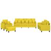 vidaXL 4 pcs conjunto de sof&aacute;s com almofadas tecido amarelo-claro