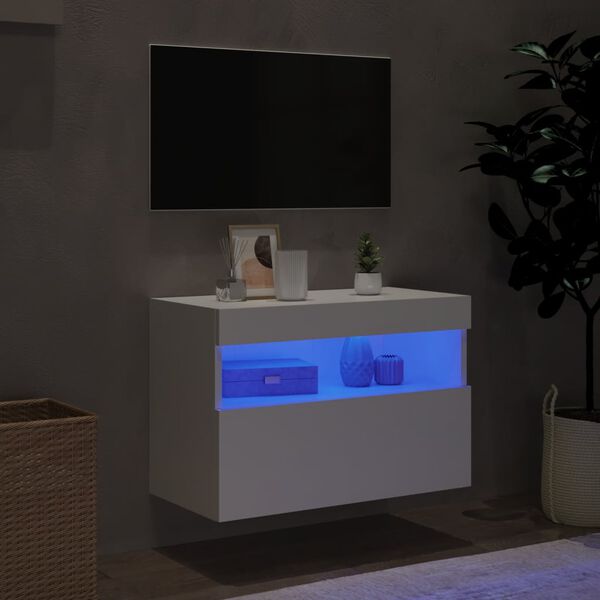 vidaXL M&oacute;vel de parede para TV com luzes LED 60x30x40 cm branco