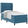 vidaXL Cama Box com cabeceira Manual Azul Escuro 200 x 100 cm Veludo