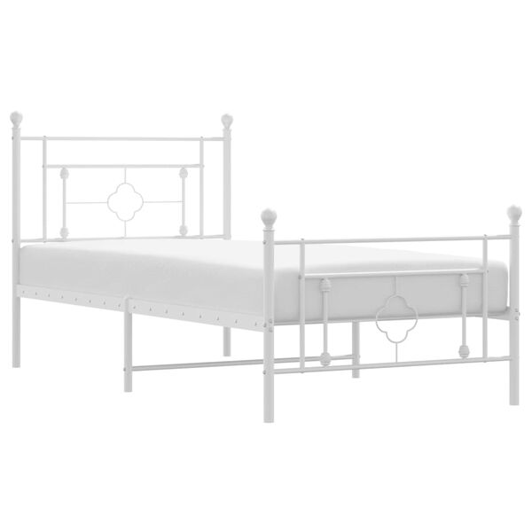 vidaXL Estrutura de cama com cabeceira e pés 100x190 cm metal branco