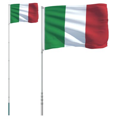 vidaXL Bandeira da Itália e mastro 5,55 m alumínio
