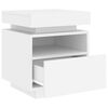 vidaXL Mesa de cabeceira com luzes LED 40x39x48,5 cm branco